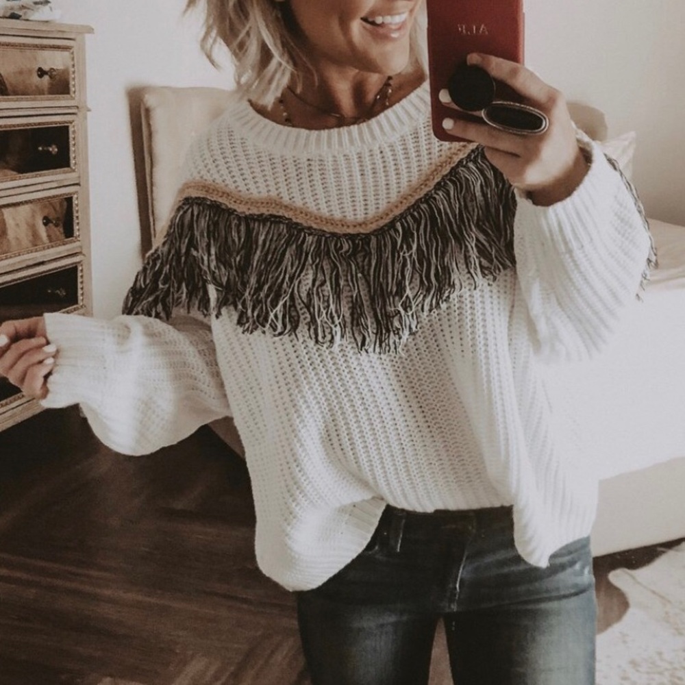 Mustard Seed fringe sweater